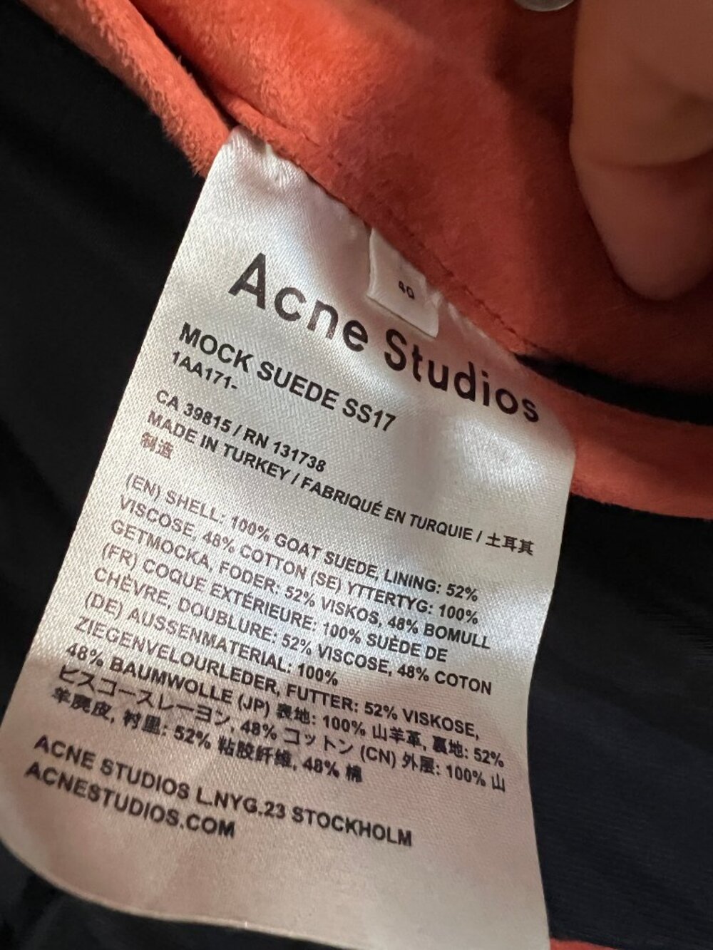 ACNE Studios Mock Moto Suede Leather Jacket (100% Goat Suede) - Picture 9 of 14